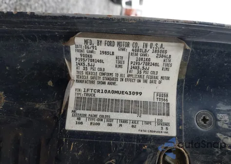 1991 Ford Ranger z USA, uszkodzony, nr VIN 1FTCR10A0MUE43099